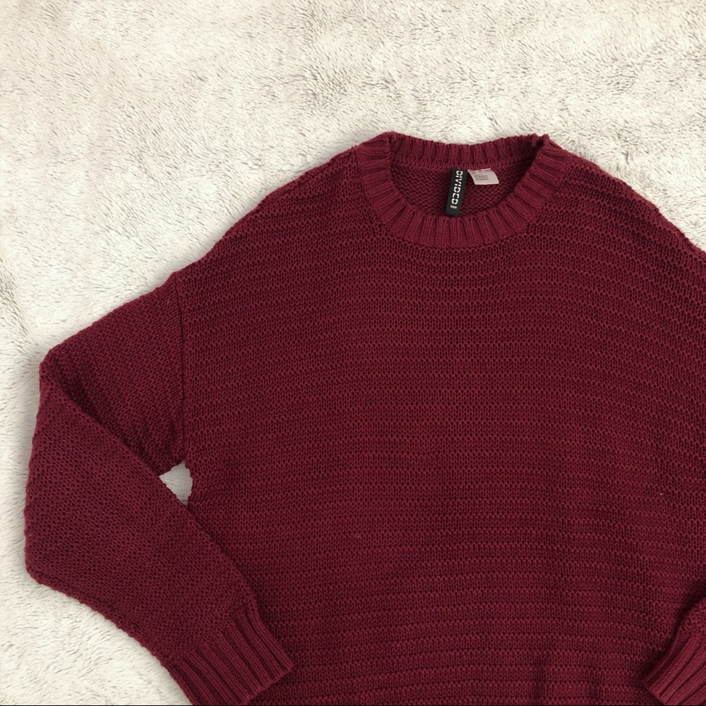 H&M Burgundy Crew Neck Sweater